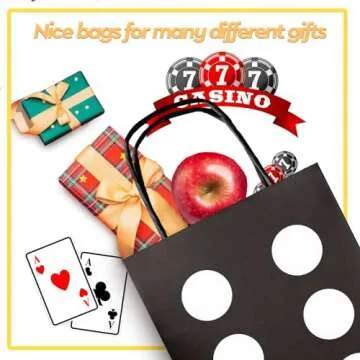 24Pcs Casino Party Favor Bags - Las Vegas Dice Theme Supplies for Goody Treats, Decorative Paper Gift Bags for Casino Birthday Celebration, 8.3 x 6 x 3 inches