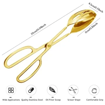 Elegant IAXSEE Stainless Steel Salad Tongs - Gold