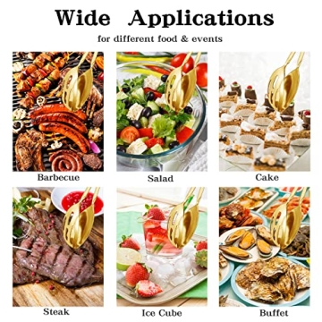 Elegant IAXSEE Stainless Steel Salad Tongs - Gold