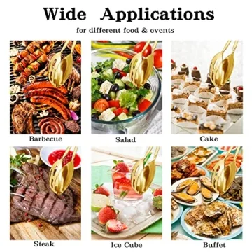 Elegant IAXSEE Stainless Steel Salad Tongs - Gold