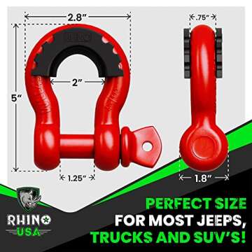 Rhino USA D Ring Shackles - Heavy Duty Towing Solution