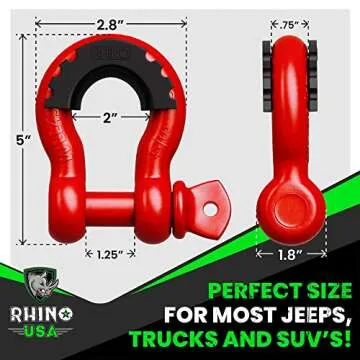 Rhino USA D Ring Shackles - Heavy Duty Towing Solution