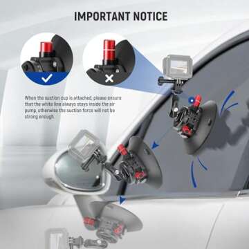 Neewer 6" Suction Cup Camera Mount with Ball Head Magic Arm, 2 Pack Metal Car Mount for Camera/Action Camera/Phone, Air Pump Vacuum on Car or Window Glass with 1/4" 3/8" ARRI Mounting Holes, CA013