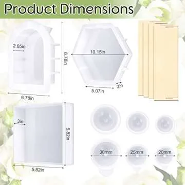 3 Pcs Large Silicone Molds for Resin Activity Hexagon Resin Molds Glossy Deep Square Molds Bookends ...