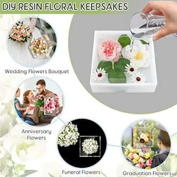 3 Pcs Large Silicone Molds for Resin Activity Hexagon Resin Molds Glossy Deep Square Molds Bookends Resin Mold with 3 Pcs Round Epoxy Resin Molds for Flowers Preservation DIY Making