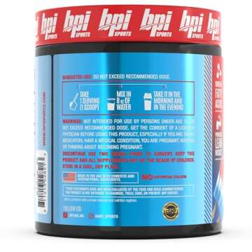 BPI Sports CLA + Carnitine – Conjugated Linoleic Acid – Performance, Lean Muscle – Caffeine Free – For Men & Women – Rainbow Ice – 50 servings – 12.34 Oz. (Packaging may vary)