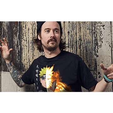 Ripple Junction Naruto Shippuden Men's Short Sleeve T-Shirt Kurama Link Mode Bijuu Tailed Beast Chak...