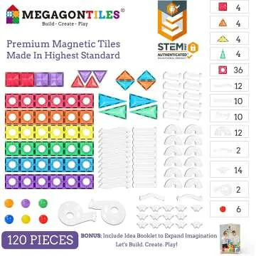 120PCS MEGAGONTILES Premium Magnetic Building Blocks