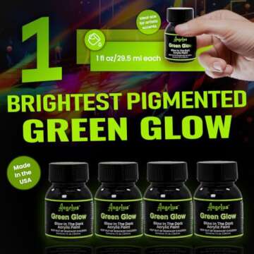 Angelus 1oz Neon Green Glow Paint - Brightest Glow, All-Night Illumination - Non-Toxic, Made in USA ...