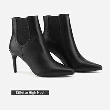 DREAM PAIRS Women's Black Pu Pointed Toe Stiletto High Heel Ankle Booties Size 8.5 B(M) US Kizzy-1