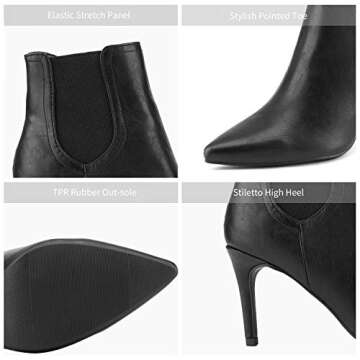 DREAM PAIRS Women's Black Pu Pointed Toe Stiletto High Heel Ankle Booties Size 8.5 B(M) US Kizzy-1