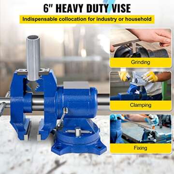 BestEquip 6" Heavy Duty Bench Vise, Double Swivel Rotating Vise Head/Body Rotates 360°,Pipe Vise Be...