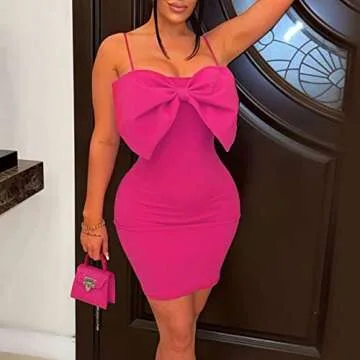 Stylish Ryehack Women’s Ruffle Bowknot Bodycon Dress