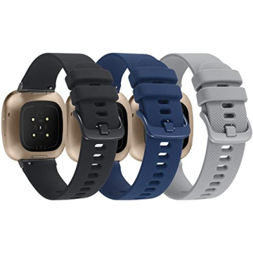 Premium 3-Pack Sport Bands for Fitbit Versa 4/3 & Sense - Silicone Replacement Wristbands