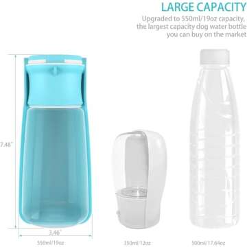 SOICTA Portable Dog Water Bottle for Walking 19 OZ or 12 OZ Portable Pet Water Bottles for Puppy Small Medium Large Dogs Water Dispenser Dog Water Bowl Dog Accessories (19OZ Blue)