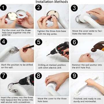 Rackickyer 12 Inch Shower Grab Bars - Safety & Style