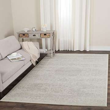 SAFAVIEH Carnegie Collection Area Rug - 6'7" x 9'2", Cream & Light Grey, Vintage Distressed Design, Non-Shedding & Easy Care, Ideal for High Traffic Areas in Living Room, Bedroom (CNG631C)