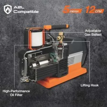 NAVAC NP12DM Vacuum Pump | Vacuum Pump for HVAC Evacuation | 5 Microns | Dual-stage DC Motor Industrial Grade for Commercial Settings | 12 CFM Flow Rate