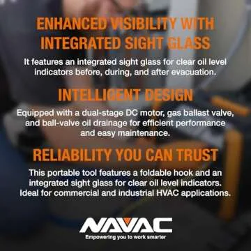 NAVAC NP12DM Vacuum Pump | Vacuum Pump for HVAC Evacuation | 5 Microns | Dual-stage DC Motor Industrial Grade for Commercial Settings | 12 CFM Flow Rate