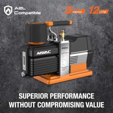 NAVAC NP12DM Vacuum Pump | Vacuum Pump for HVAC Evacuation | 5 Microns | Dual-stage DC Motor Industrial Grade for Commercial Settings | 12 CFM Flow Rate