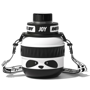 BOTTLE JOY Stainless-Steel Water Bottle: Cute Panda Design, 16 oz, Durable, Eco-Friendly, Dishwasher...