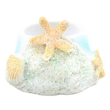 Fashioncraft, Beach Wedding Decoration, Ceremony Unity Candle Holder, Starfish Seashell Nautical Theme, Polyresin, Sand White and Sea Blue