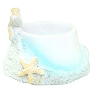 Fashioncraft, Beach Wedding Decoration, Ceremony Unity Candle Holder, Starfish Seashell Nautical Theme, Polyresin, Sand White and Sea Blue