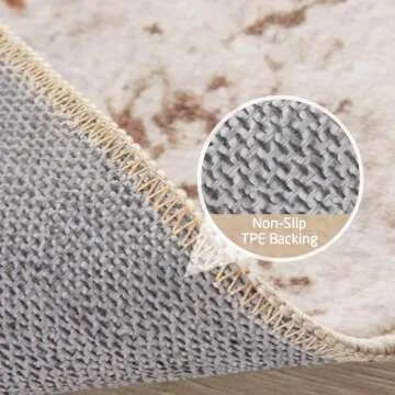 Area Rug Living Room Carpet: 8x10 Large Moroccan Soft Fluffy Geometric Washable Bedroom Rugs Dining Room Home Office Nursery Low Pile Decor Under Kitchen Table Light Brown/Ivory