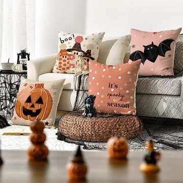 AVOIN colorlife Halloween Boo It's Spooky Season Cute Ghost Throw Pillow Covers, 18 x 18 Inch Horror...