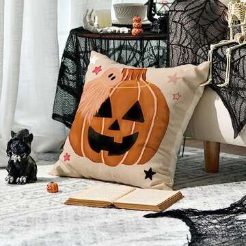 AVOIN Halloween Cute Ghost Throw Pillow Covers Set 4