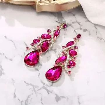 BriLove Bohemian Crystal Dangle Earrings for Women