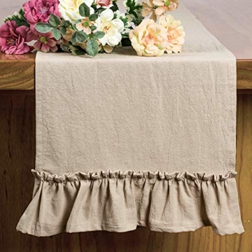 Letjolt Farmhouse Table Runner 72 Inches Long Shabby Chic Ruffled Table Runner Rustic Home Table Dec...