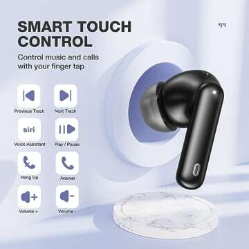 A40 Pro Wireless Earbuds, 50Hrs Playtime Bluetooth Earbuds Built in Noise Cancellation Mic with Charging Case, Headphones Stereo Sound, IPX7 Waterproof Ear buds for iPhone and Android