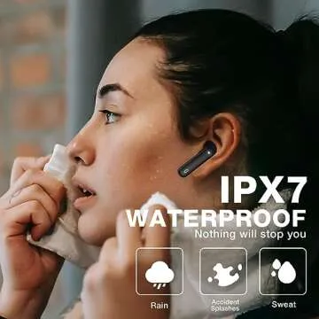 A40 Pro Wireless Earbuds, 50Hrs Playtime Bluetooth Earbuds Built in Noise Cancellation Mic with Charging Case, Headphones Stereo Sound, IPX7 Waterproof Ear buds for iPhone and Android