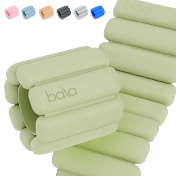 Bala Bangles Wrist & Ankle Weights for Women & Men (Sage) - 1 Pound Adjustable Silicone Weighted Bra...