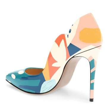 FSJ Women Classic Pointed Toe High Heels Sexy Stiletto Pumps Office Lady Casual Dress Shoes Painting...