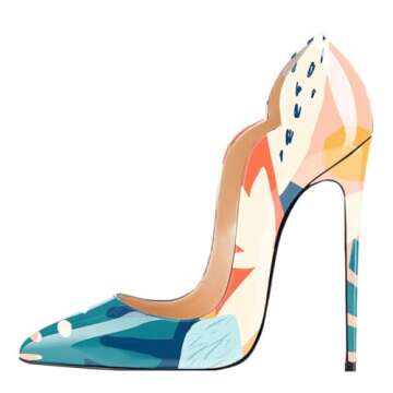 FSJ Women Classic Pointed Toe High Heels Sexy Stiletto Pumps Office Lady Casual Dress Shoes Painting 8