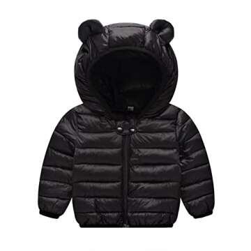 Achiyi Winter Coats Puffer Padded Jacket for Toddler Boys Girls Kids Light Outwear Cute Bear Ears wi...