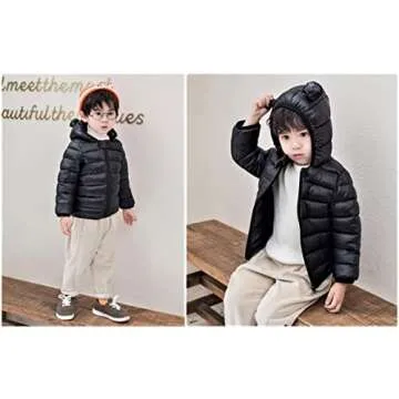 Achiyi Winter Coats Puffer Padded Jacket for Toddler Boys Girls Kids Light Outwear Cute Bear Ears with Hoods Clothing