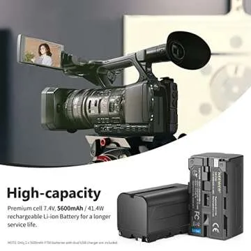 NEEWER NP-F750 2-Pack 5600mAh Li-ion Replacement Battery with USB Charger, Compatible with Sony NP-F550 570 750 770 930 950 FM55H FM500H QM71 QM91 QM71D LED Light, Monitor, Motorized Slider