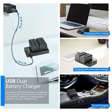 NEEWER NP-F750 2-Pack 5600mAh Li-ion Replacement Battery with USB Charger, Compatible with Sony NP-F550 570 750 770 930 950 FM55H FM500H QM71 QM91 QM71D LED Light, Monitor, Motorized Slider