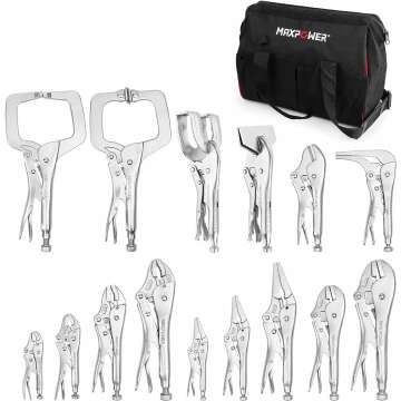 MAXPOWER 15-Piece Locking Pliers Set with Tool Bag for Easy Storage