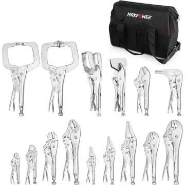 MAXPOWER 15-Piece Locking Pliers Set with Tool Bag for Easy Storage