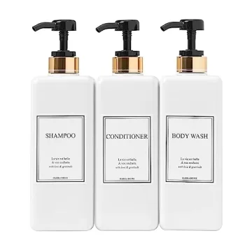 HARRA HOME Modern Gold Design Pump Bottle Set 27 oz Refillable Shampoo and Conditioner Dispenser Emp...