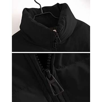 ZCSIA Women's Winter Long Sleeve Full Zipper Oversized Baggy Puffer Short Down Jacket Coat,Black,Small