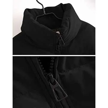 ZCSIA Women's Winter Long Sleeve Full Zipper Oversized Baggy Puffer Short Down Jacket Coat,Black,Small