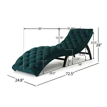 Christopher Knight Home Garret Velvet Chaise Lounge in Teal
