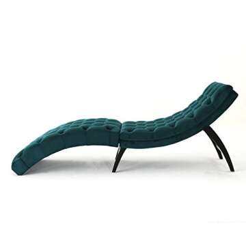 Christopher Knight Home Garret Tufted Velvet Chaise Lounge, Teal / Dark Brown