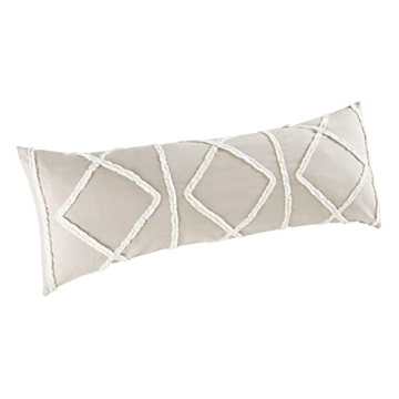 Bohemian Taupe Linen Body Pillow Cover 54x20 Decor