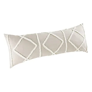 Bohemian Taupe Linen Body Pillow Cover 54x20 Decor